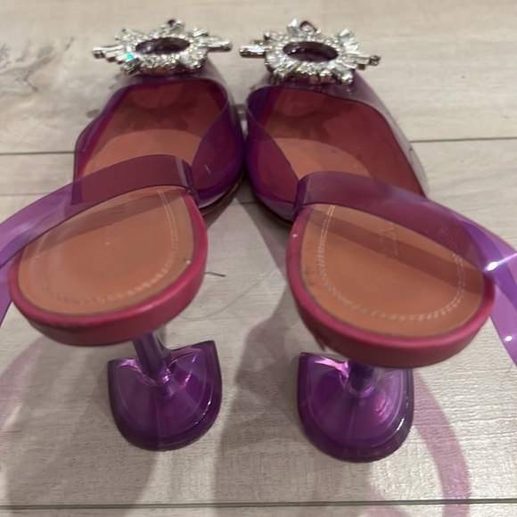 Amina muaddi size 37 purple pvc crystal embellished begum sling back pumps - Picture 3 of 6